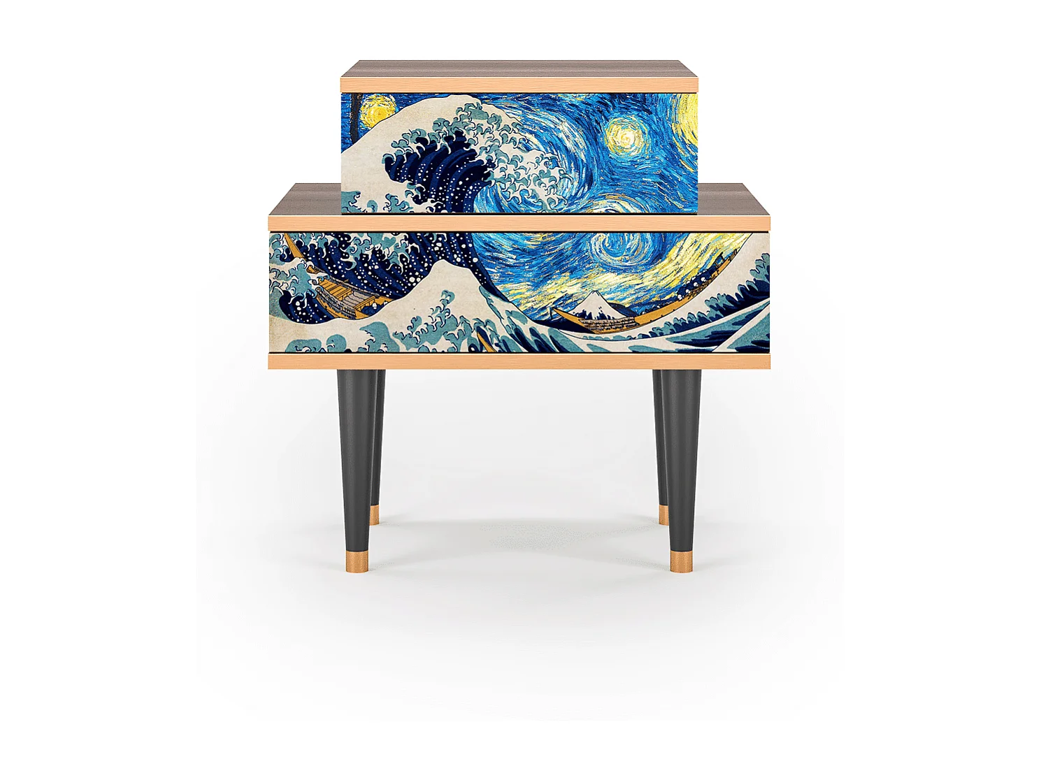 Stolik nocny - 58х58х41 cm - NS1 - Great Wave, Orzech