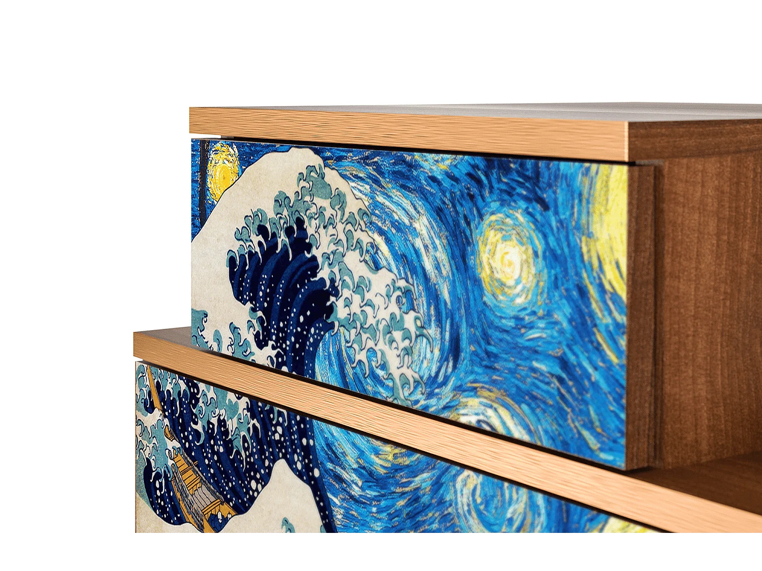 Stolik nocny - 58х58х41 cm - NS1 - Great Wave, Orzech