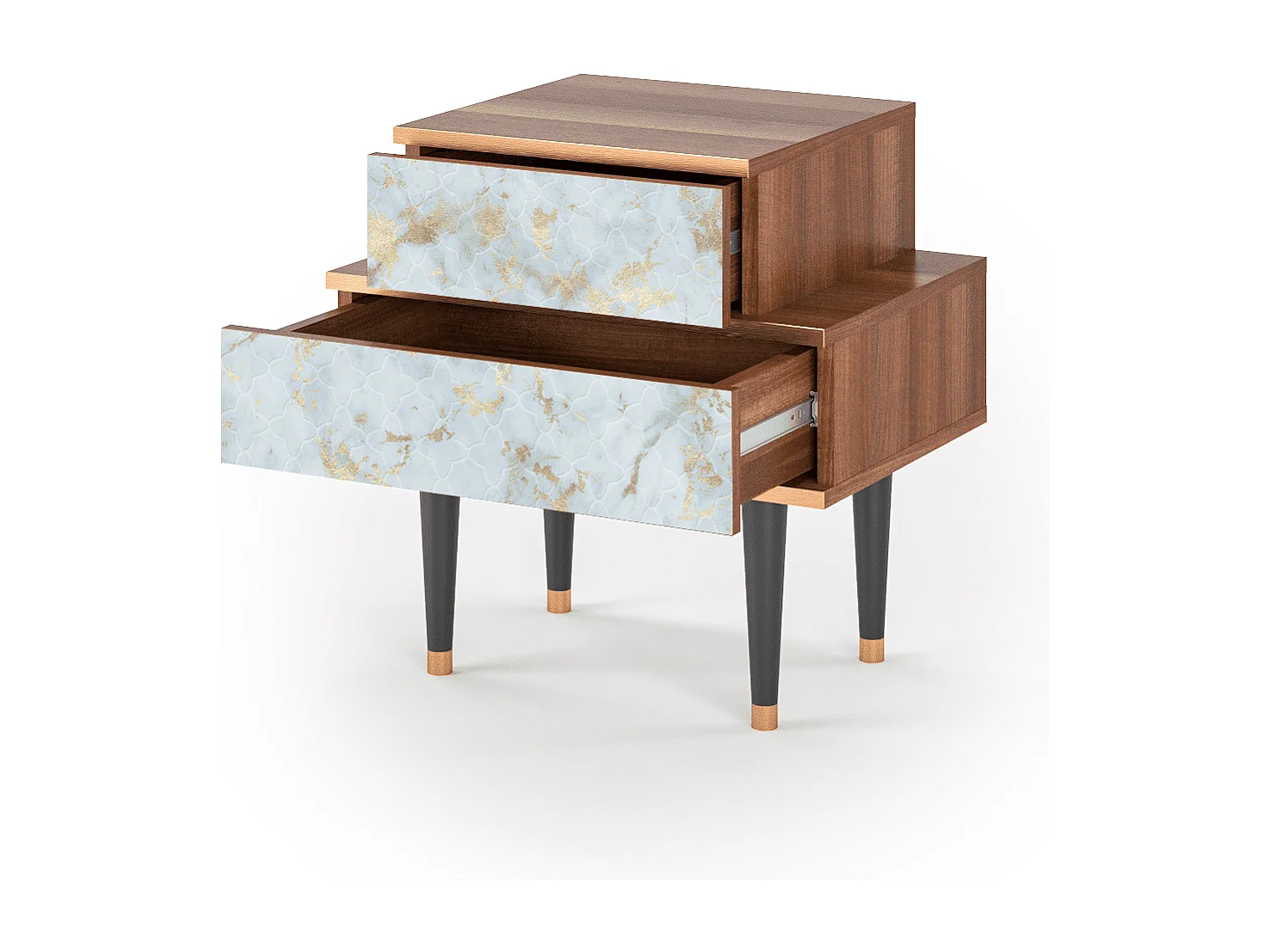 Comodino - 58х58х41 cm - NS1 - Golden Waves, Noce