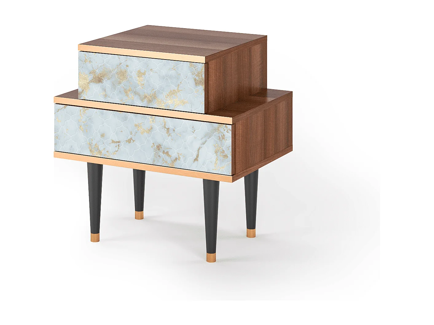 Table de nuit - 58х58х41 cm - NS1 - Golden Waves, Noyer