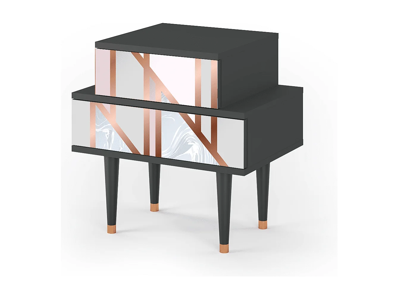 Stolik nocny - 58х58х41 cm - NS1 - Champagne Story, Antracyt