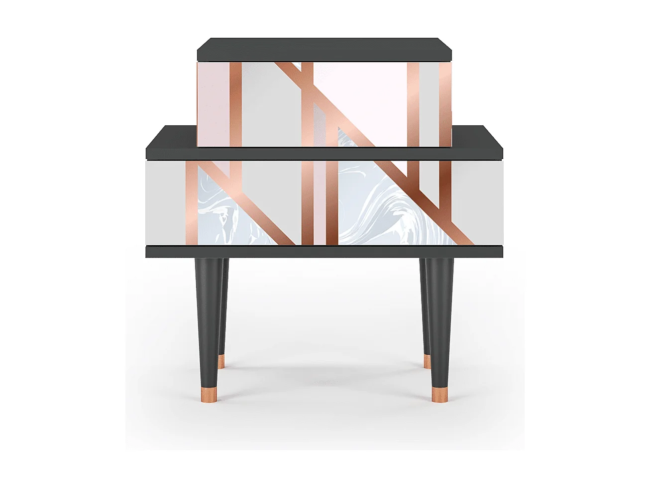 Stolik nocny - 58х58х41 cm - NS1 - Champagne Story, Antracyt