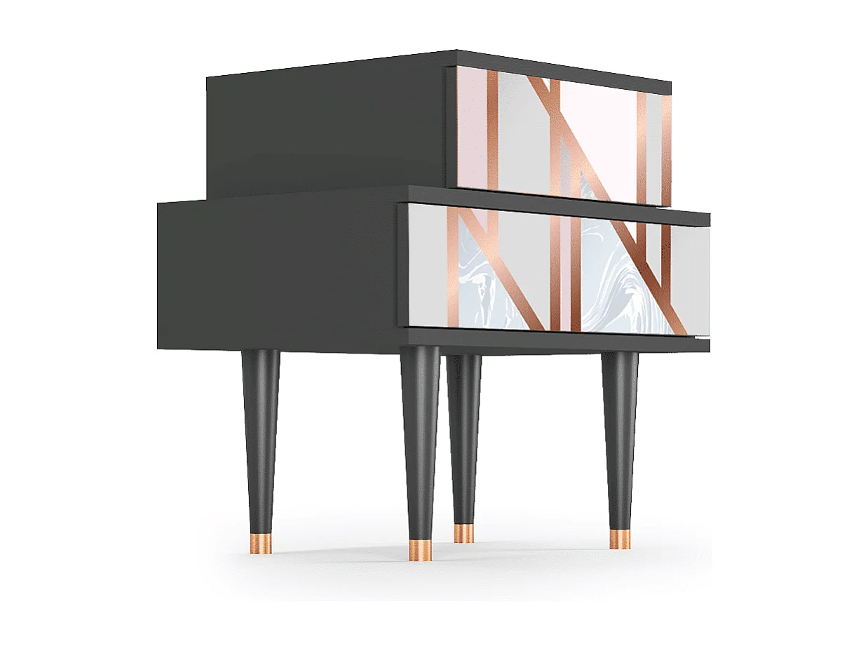 Stolik nocny - 58х58х41 cm - NS1 - Champagne Story, Antracyt