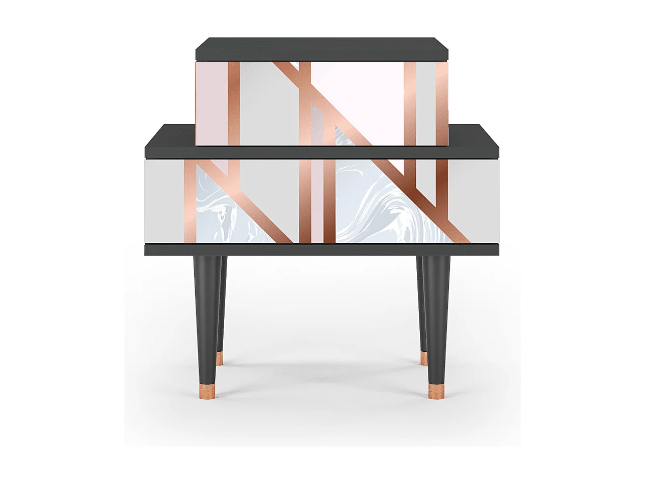 Stolik nocny - 58х58х41 cm - NS1 - Champagne Story, Antracyt