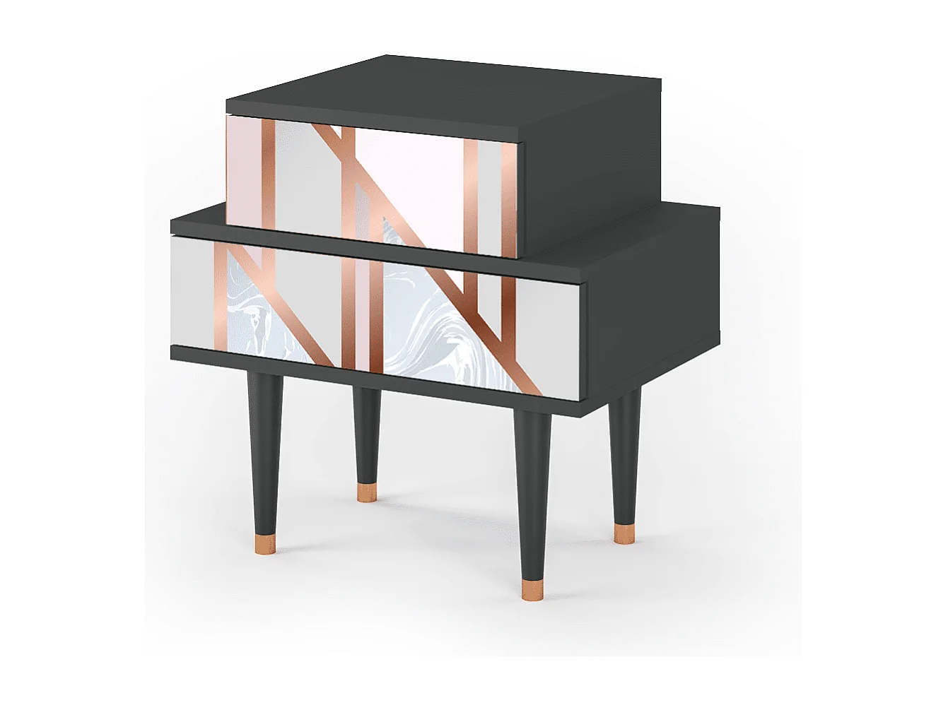 Stolik nocny - 58х58х41 cm - NS1 - Champagne Story, Antracyt