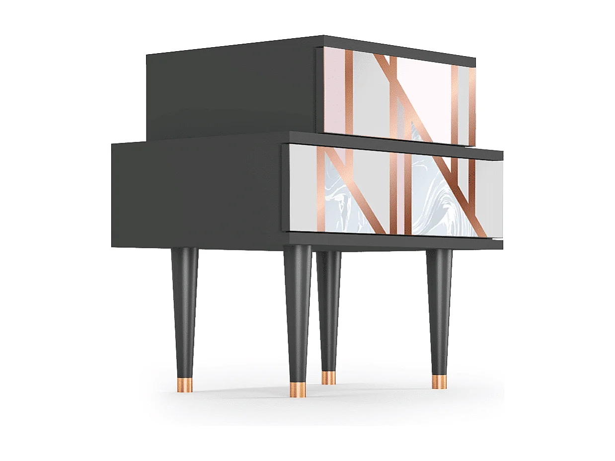 Stolik nocny - 58х58х41 cm - NS1 - Champagne Story, Antracyt