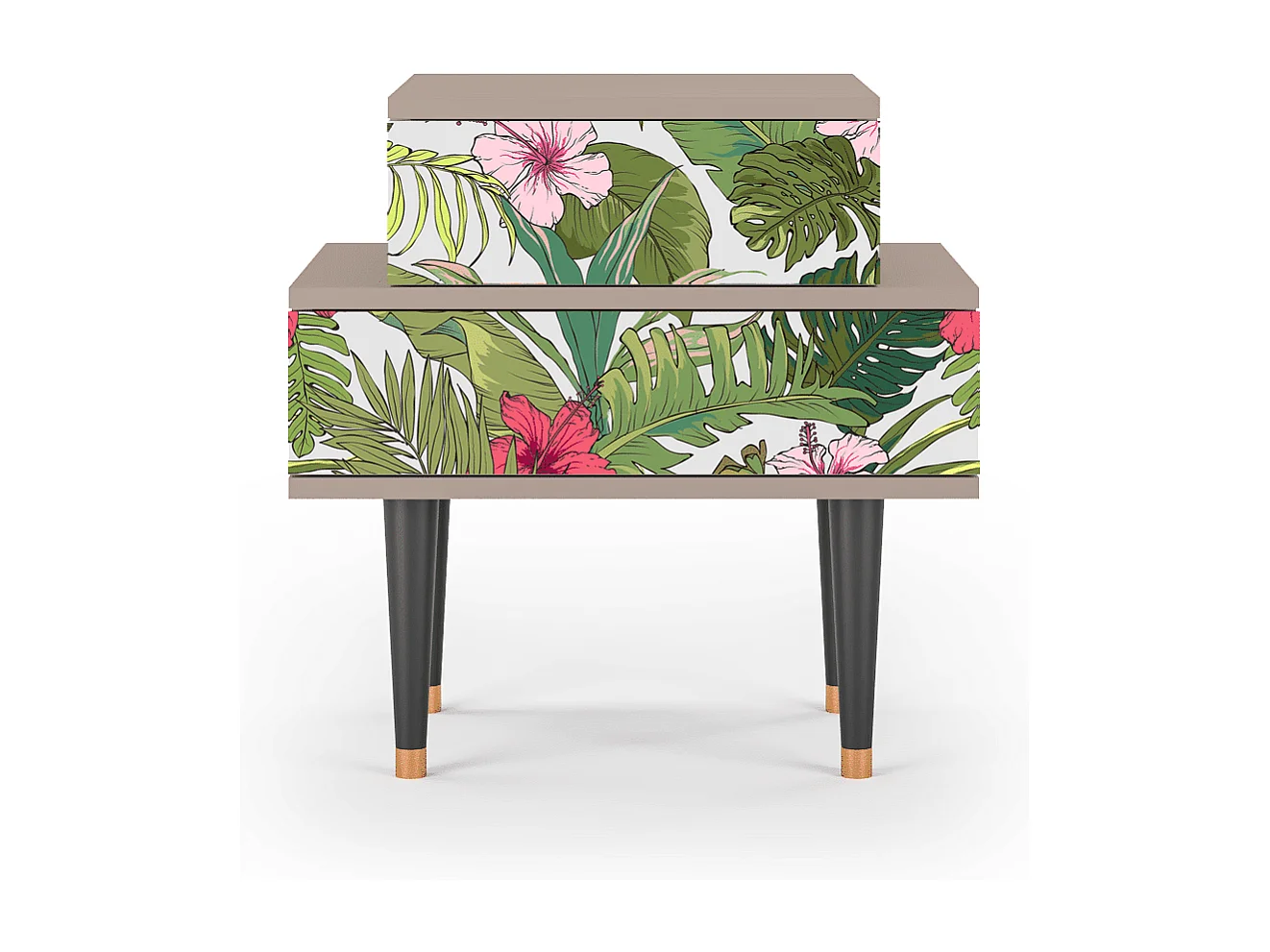 Stolik nocny - 58х58х41 cm - NS1 - Verdant Tropics, Latte