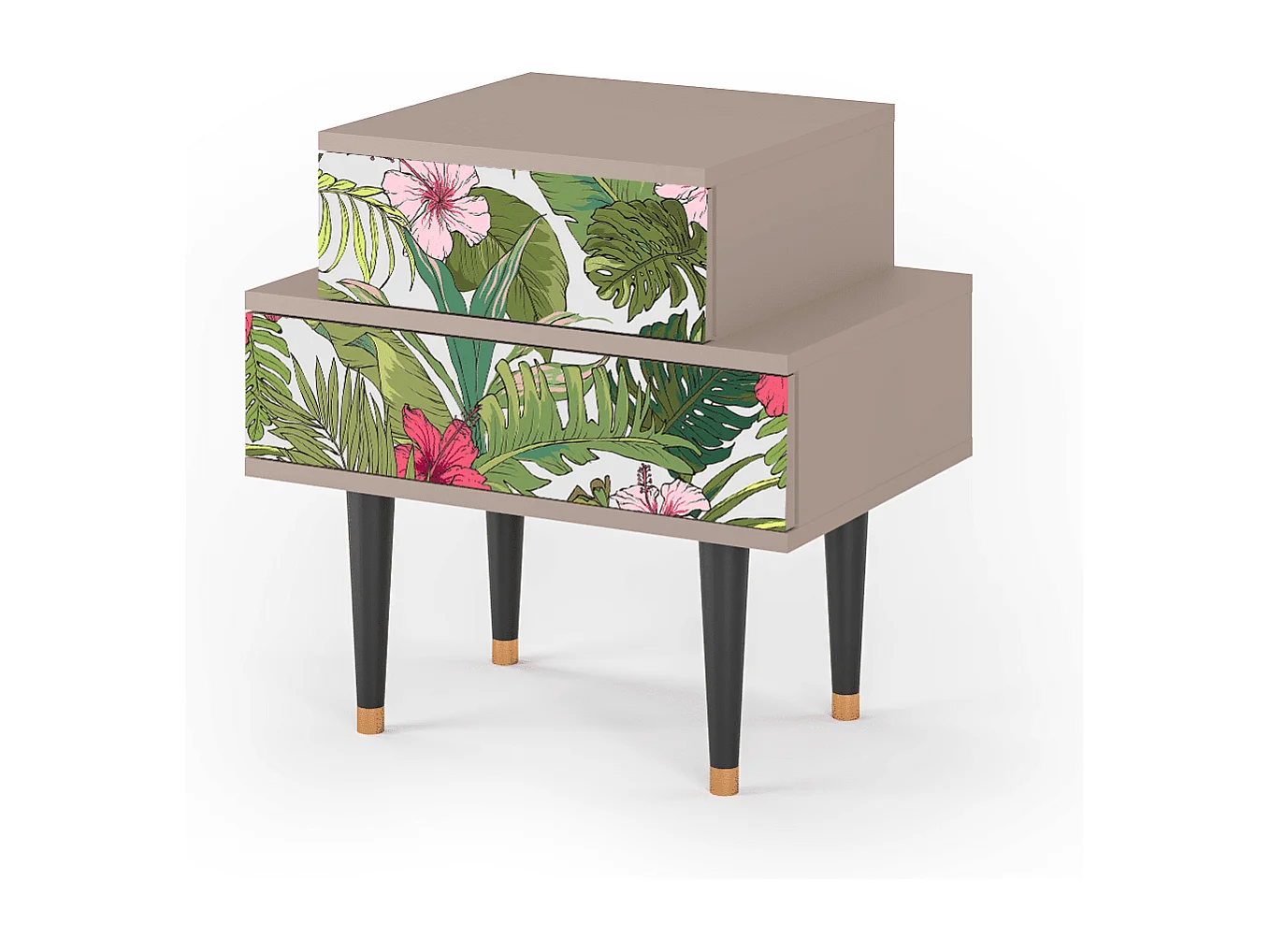 Stolik nocny - 58х58х41 cm - NS1 - Verdant Tropics, Latte