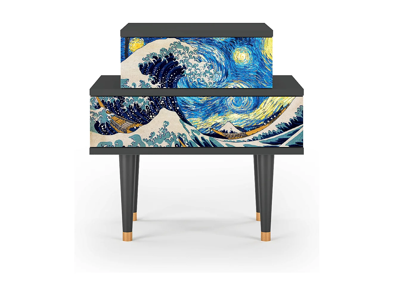Stolik nocny - 58х58х41 cm - NS1 - Great Wave, Antracyt