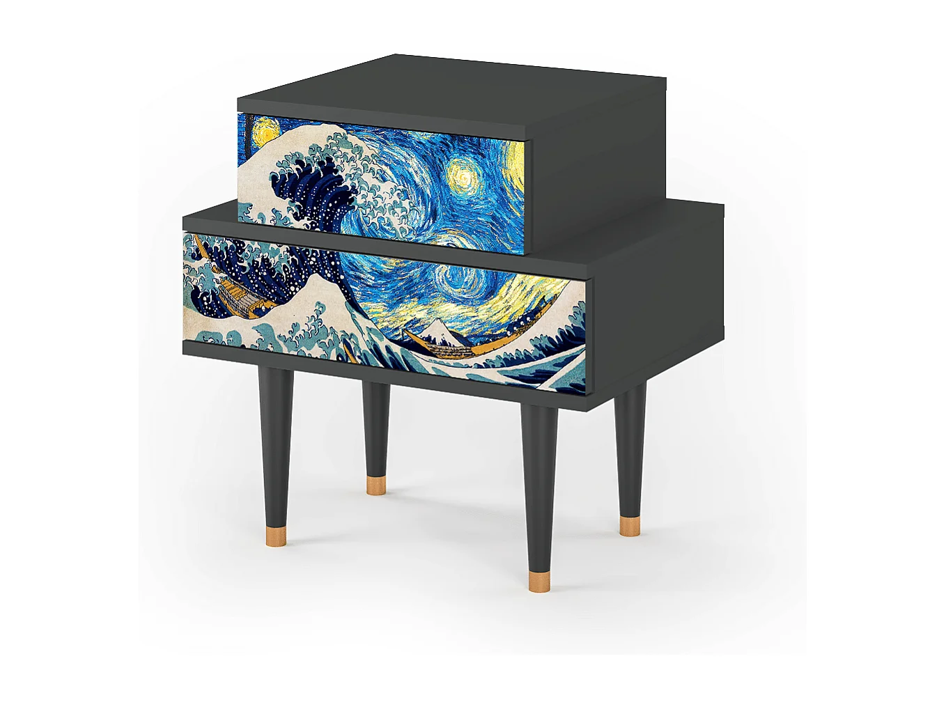 Stolik nocny - 58х58х41 cm - NS1 - Great Wave, Antracyt