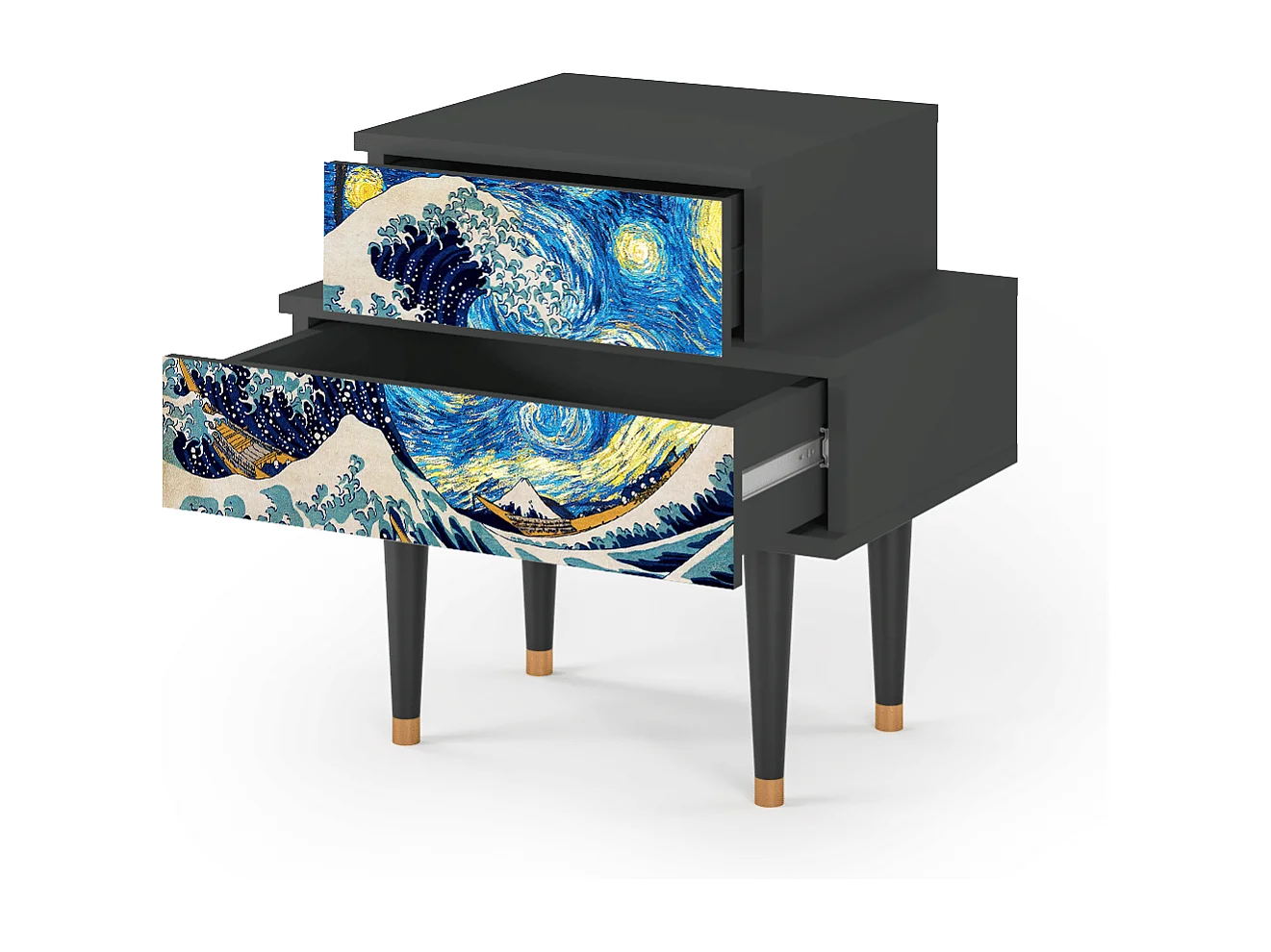 Stolik nocny - 58х58х41 cm - NS1 - Great Wave, Antracyt