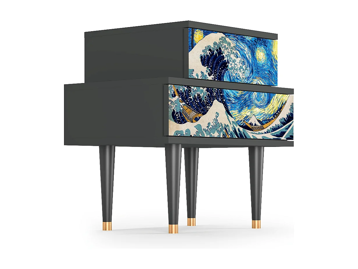 Nachtkastje - 58х58х41 cm - NS1 - Great Wave, Antraciet