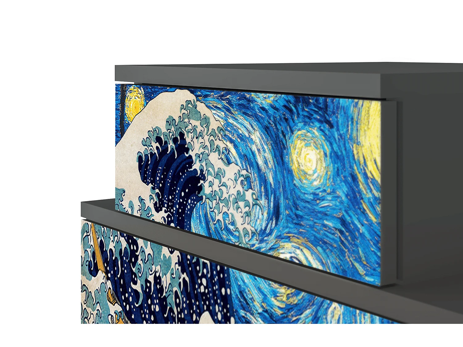 Nachtkastje - 58х58х41 cm - NS1 - Great Wave, Antraciet