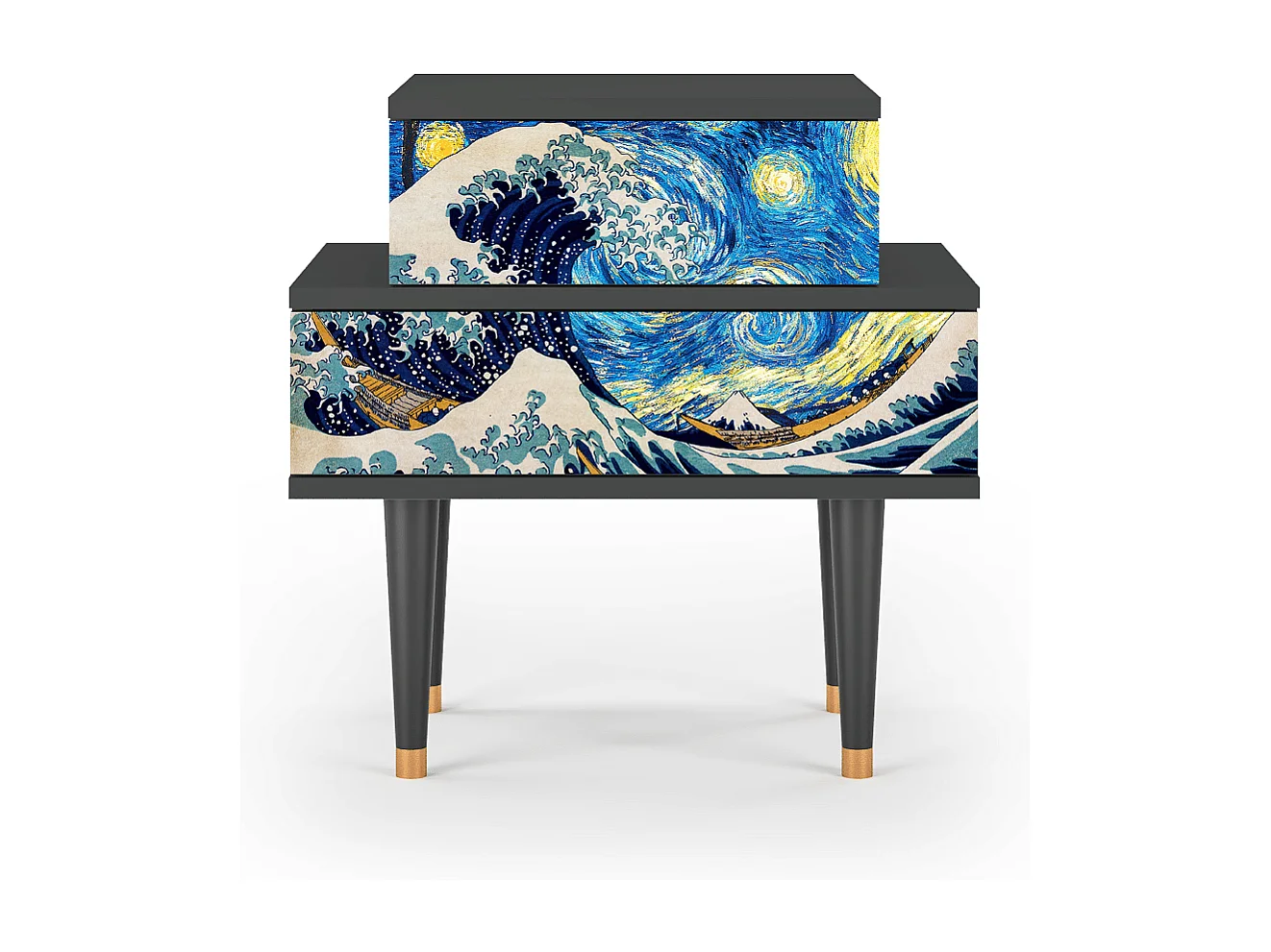 Stolik nocny - 58х58х41 cm - NS1 - Great Wave, Antracyt