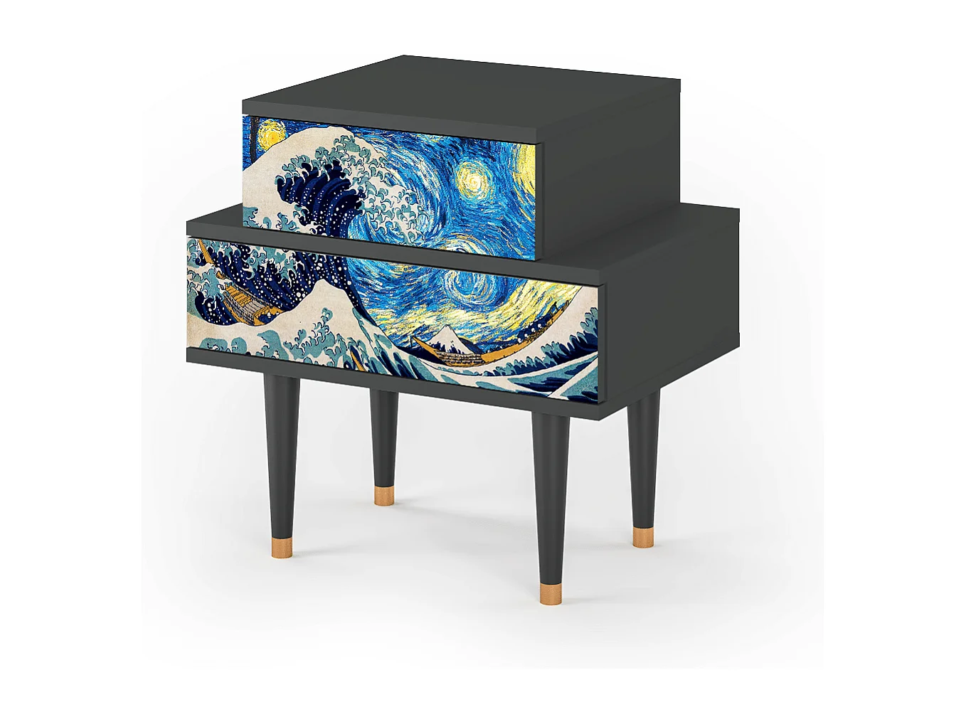 Stolik nocny - 58х58х41 cm - NS1 - Great Wave, Antracyt