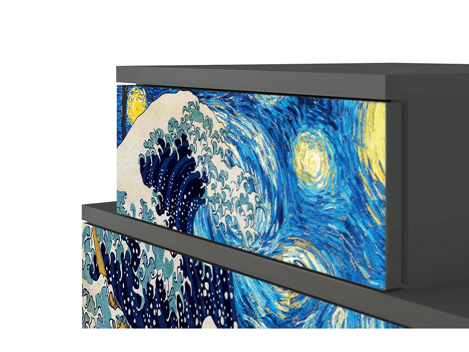 Stolik nocny - 58х58х41 cm - NS1 - Great Wave, Antracyt