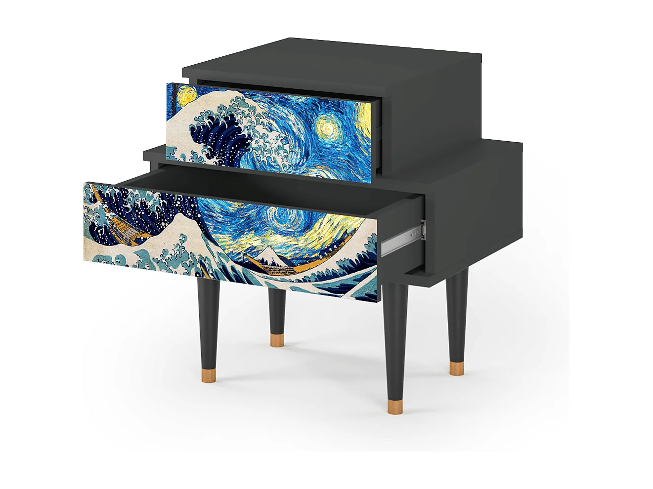Stolik nocny - 58х58х41 cm - NS1 - Great Wave, Antracyt