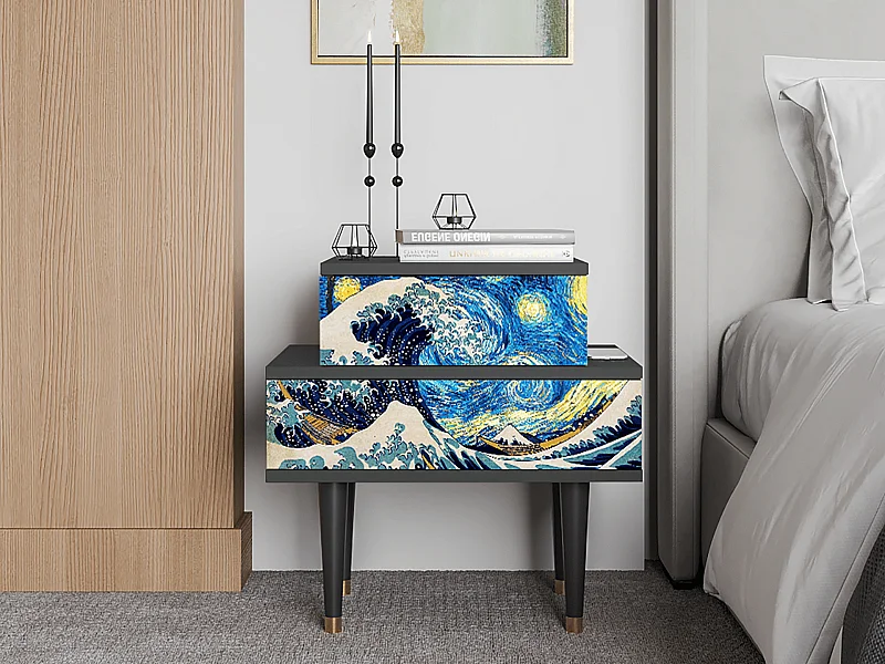 Stolik nocny - 58х58х41 cm - NS1 - Great Wave, Antracyt