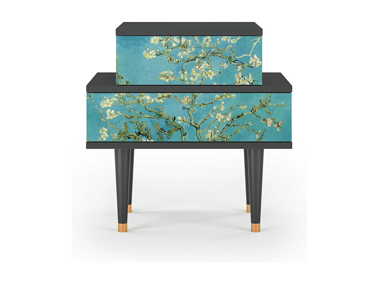 Stolik nocny - 58х58х41 cm - NS1 - Almond Blossom, Antracyt