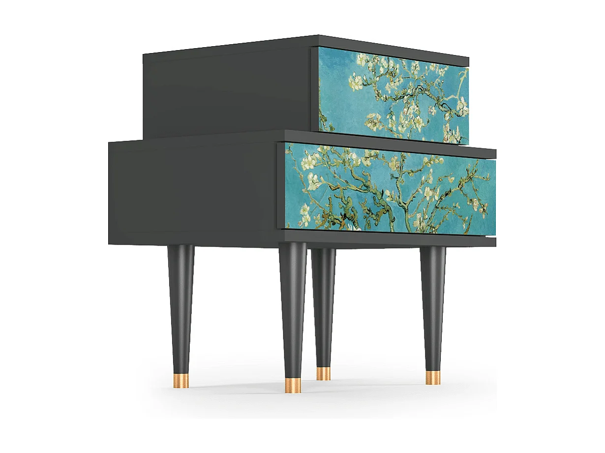 Stolik nocny - 58х58х41 cm - NS1 - Almond Blossom, Antracyt