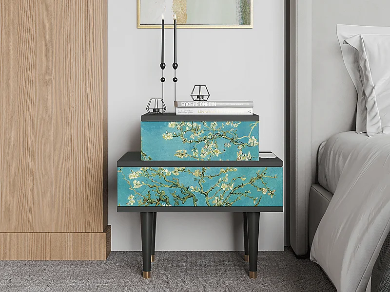 Table de nuit - 58х58х41 cm - NS1 - Almond Blossom, Anthracite