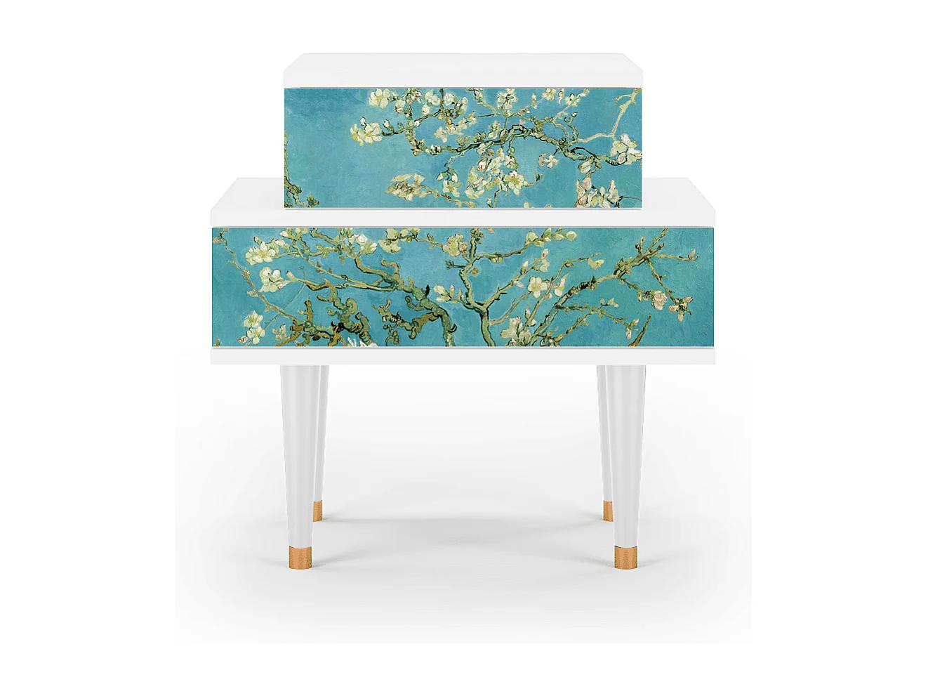 Stolik nocny - 58х58х41 cm - NS1 - Almond Blossom, Biały