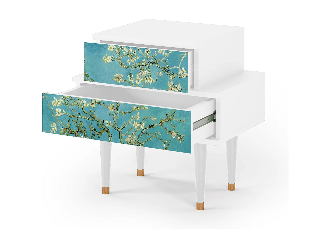 Stolik nocny - 58х58х41 cm - NS1 - Almond Blossom, Biały