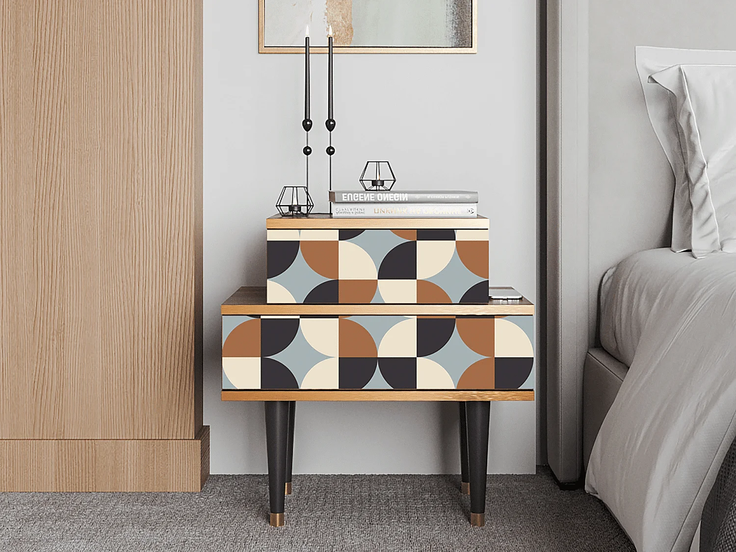 Table de nuit - 58х58х41 cm - NS1 - Brown Sensation, Noyer