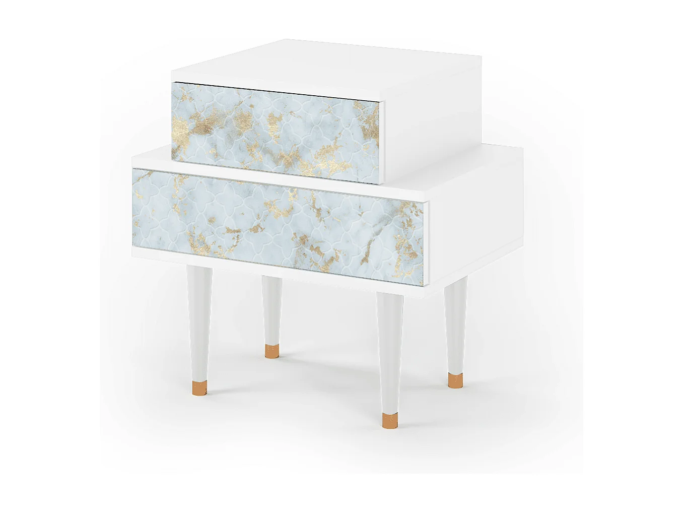Comodino - 58х58х41 cm - NS1 - Golden Waves, Bianco