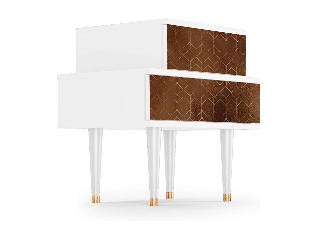 Comodino - 58х58х41 cm - NS1 - Golden Waves, Bianco