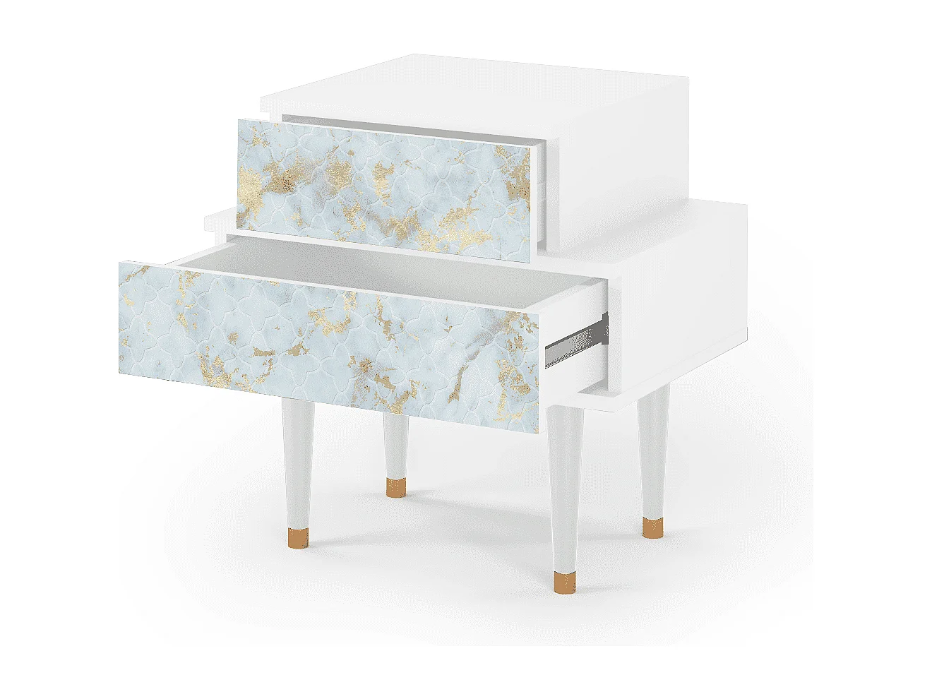 Comodino - 58х58х41 cm - NS1 - Golden Waves, Bianco