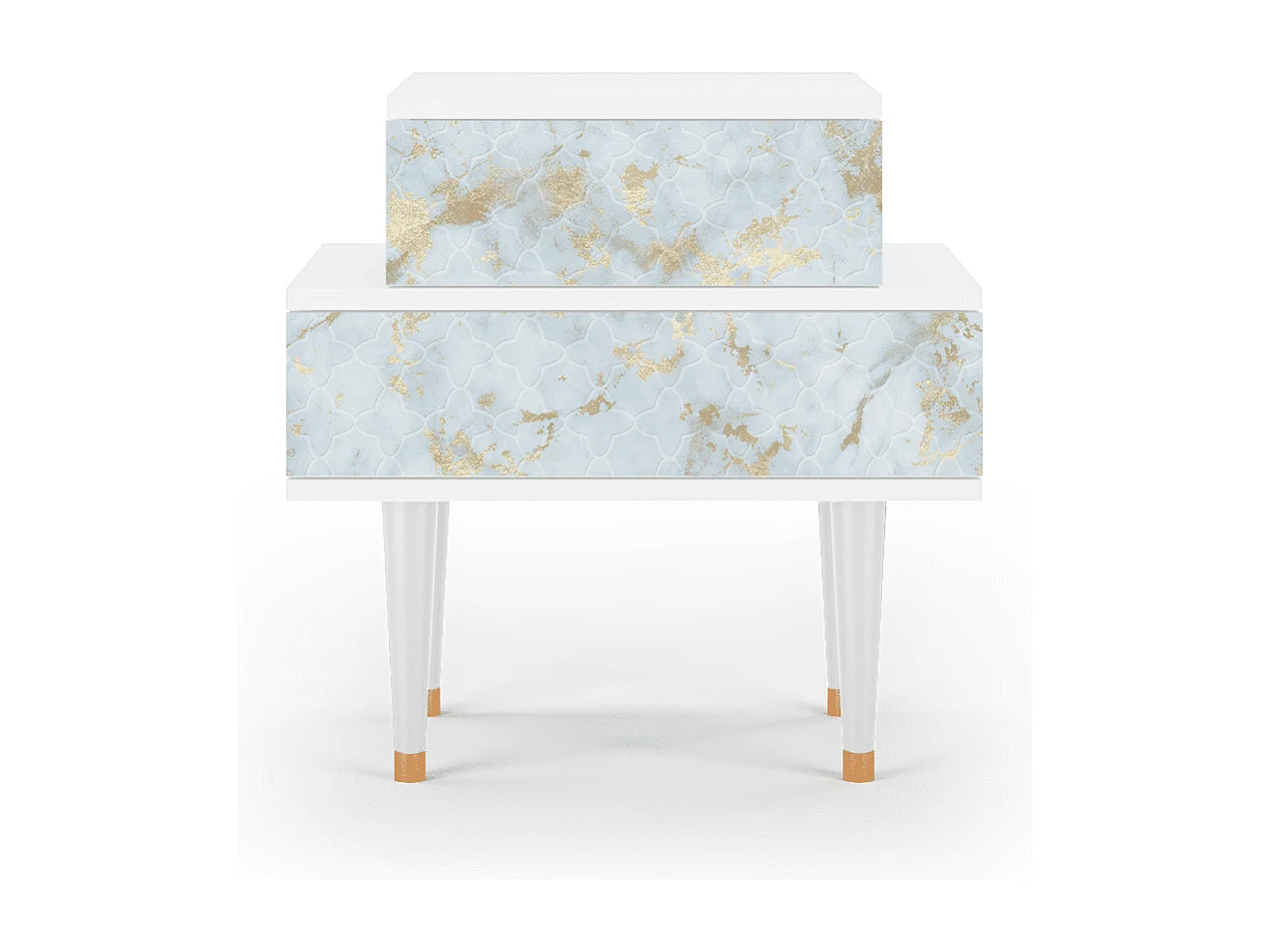 Table de nuit - 58х58х41 cm - NS1 - Golden Waves, Blanc