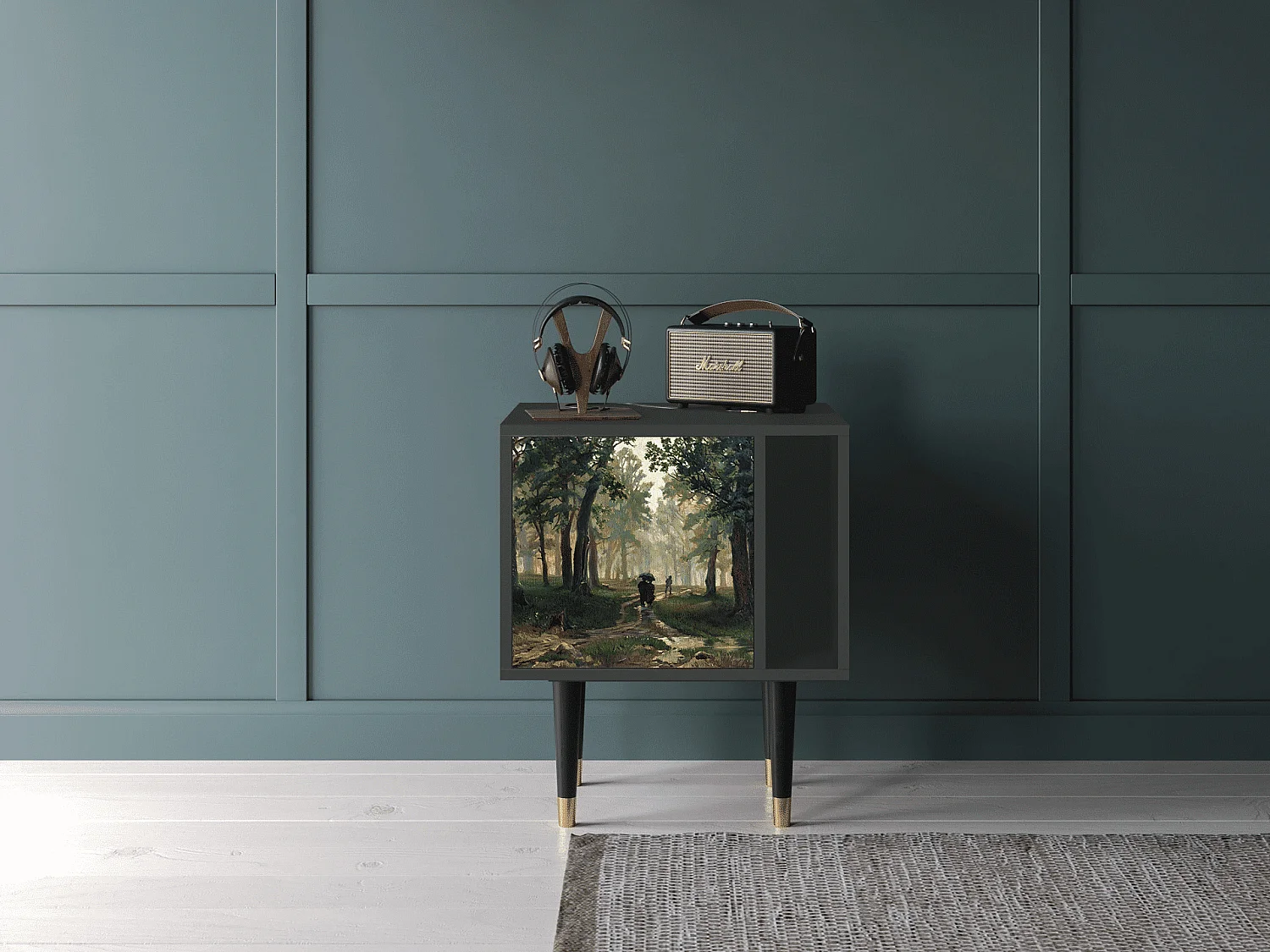 Mesita de noche - 57х69х48 cm - S2 -  Rain in the Oak Forest, Antracita