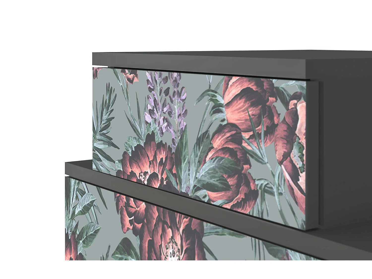 Stolik nocny - 58х58х41 cm - NS1 - Light Peonies, Antracyt