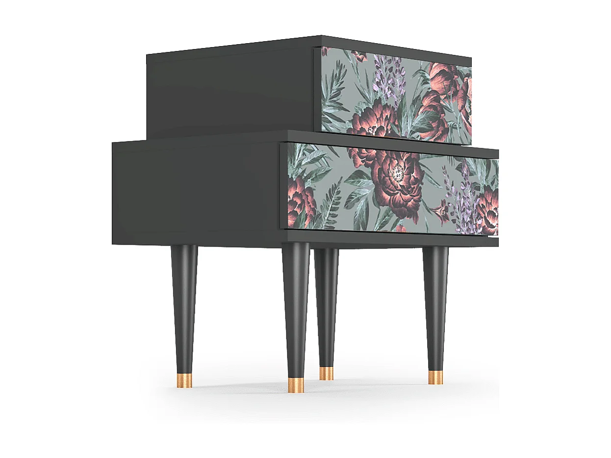 Table de nuit - 58х58х41 cm - NS1 - Light Peonies, Anthracite