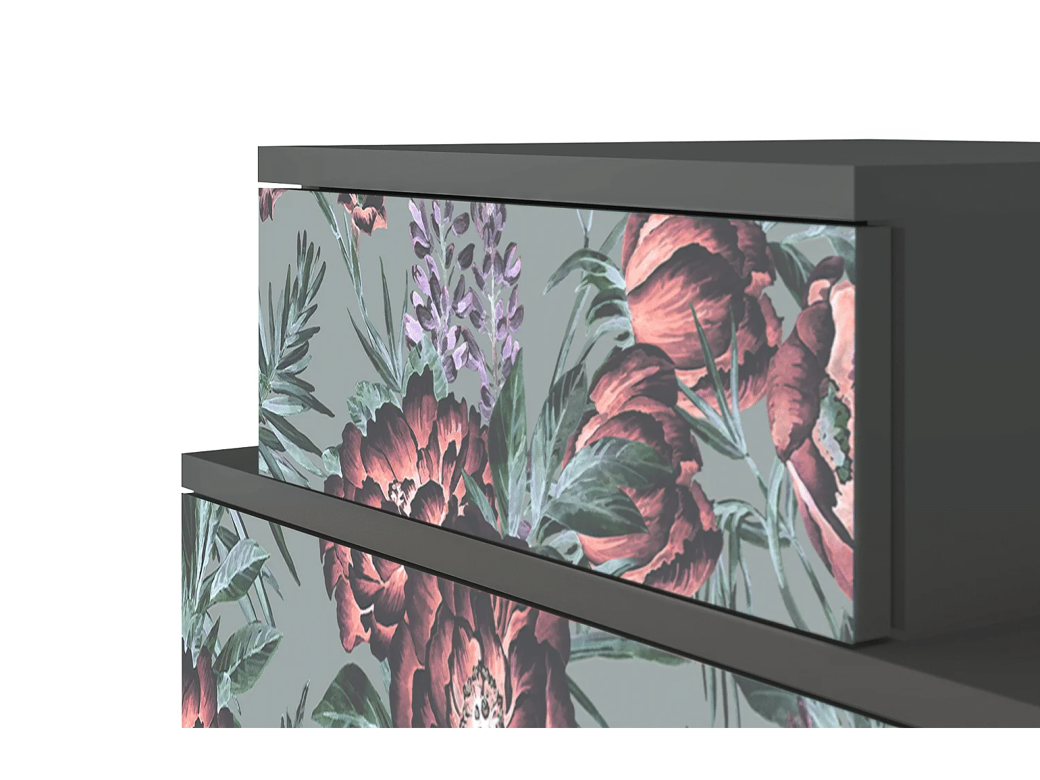 Stolik nocny - 58х58х41 cm - NS1 - Light Peonies, Antracyt