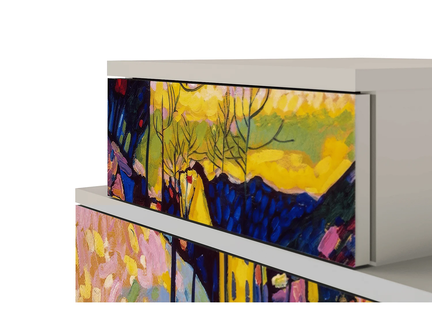 Stolik nocny - 58х58х41 cm - NS1 - Winter Landscape, Piaskowy