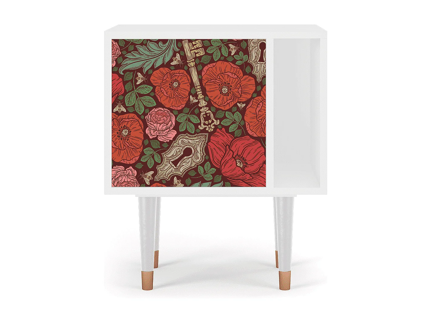 Nachtkastje - 57х69х48 cm - S2 - Poppy Garden, Wit