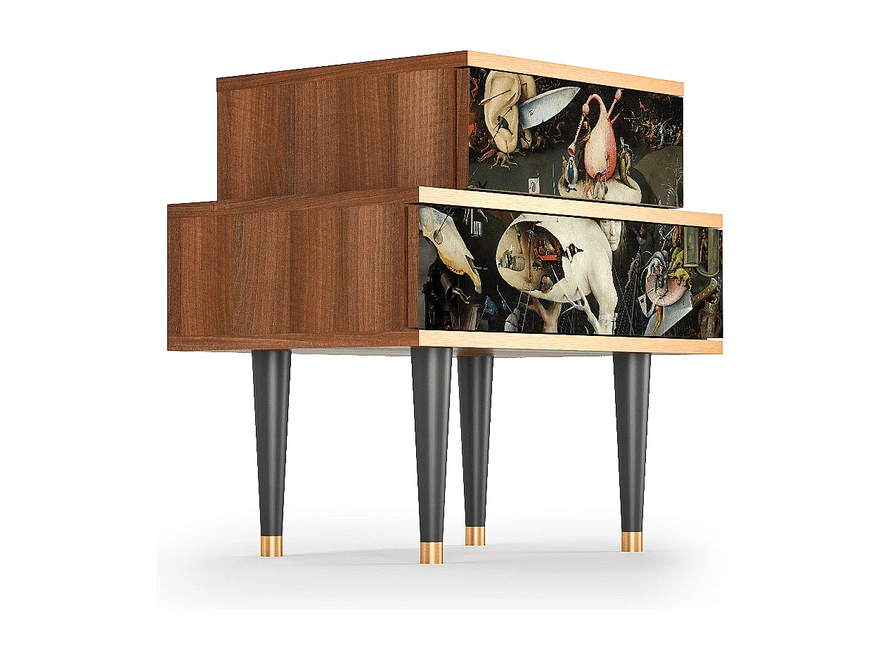 Table de nuit - 58х58х41 cm - NS1 - The Garden 2, Noyer