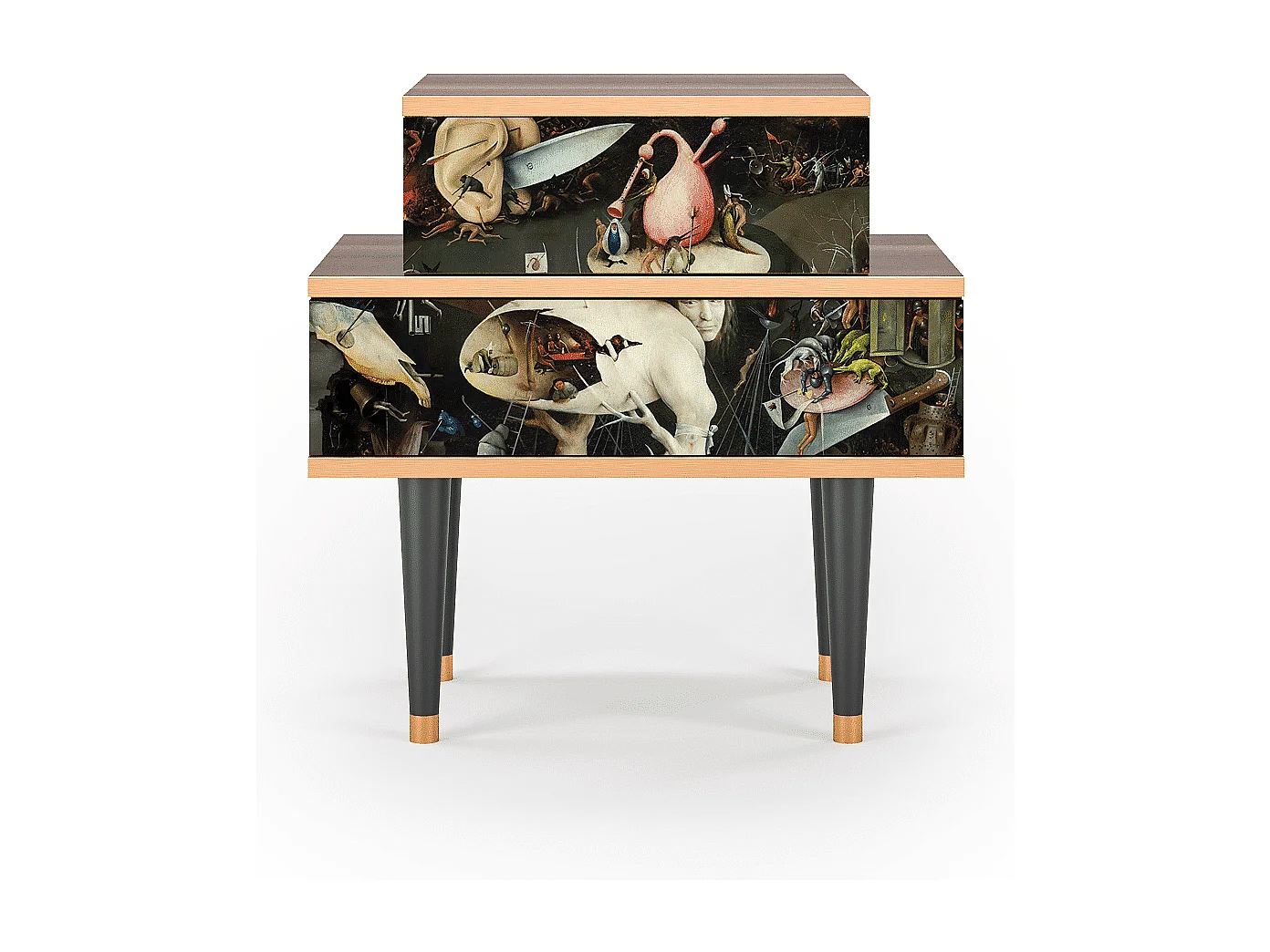 Stolik nocny - 58х58х41 cm - NS1 - The Garden 2, Orzech