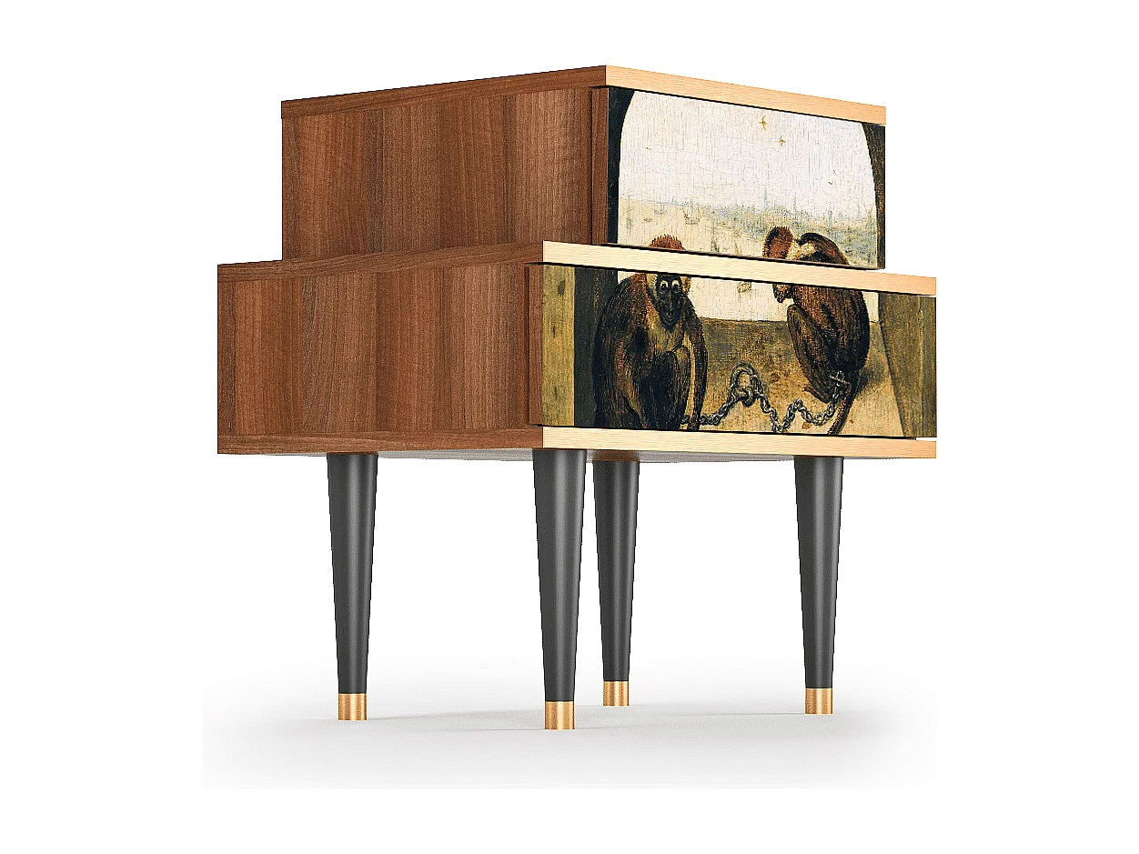 Stolik nocny - 58х58х41 cm - NS1 - Two Monkeys, Orzech