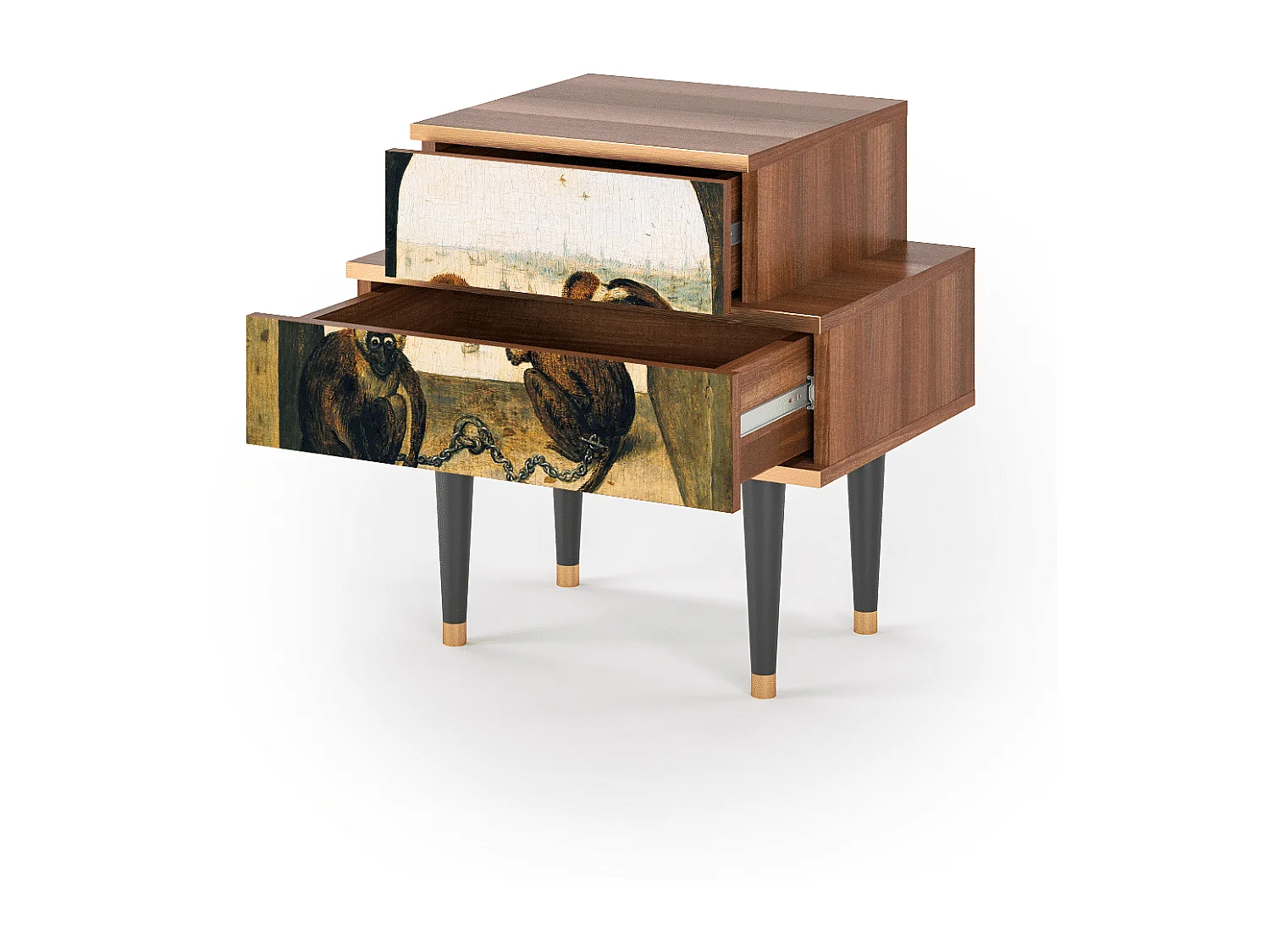 Stolik nocny - 58х58х41 cm - NS1 - Two Monkeys, Orzech