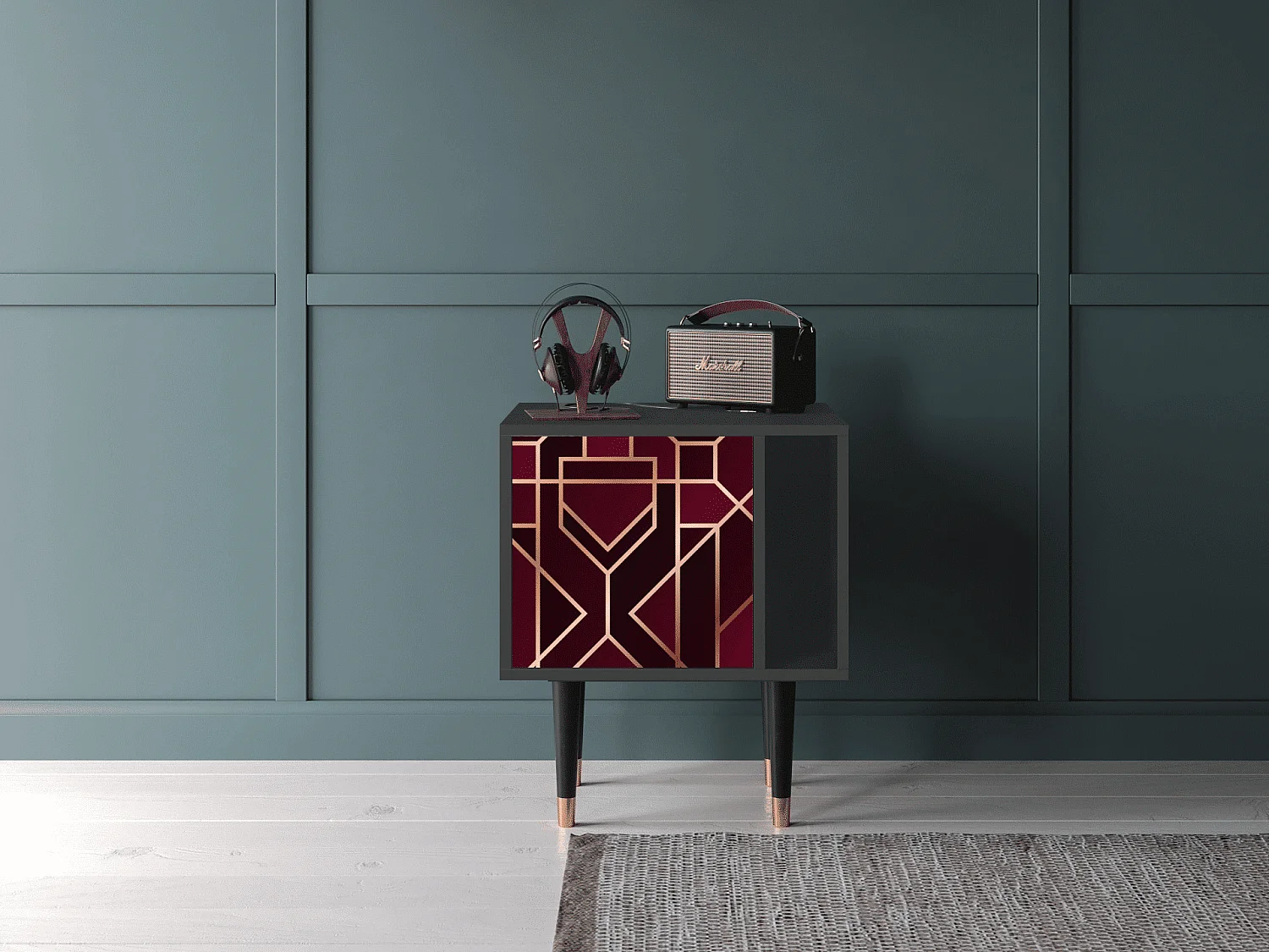 Nachtkastje - 57х69х48 cm - S2 - Burgundy Jewelery, Antraciet