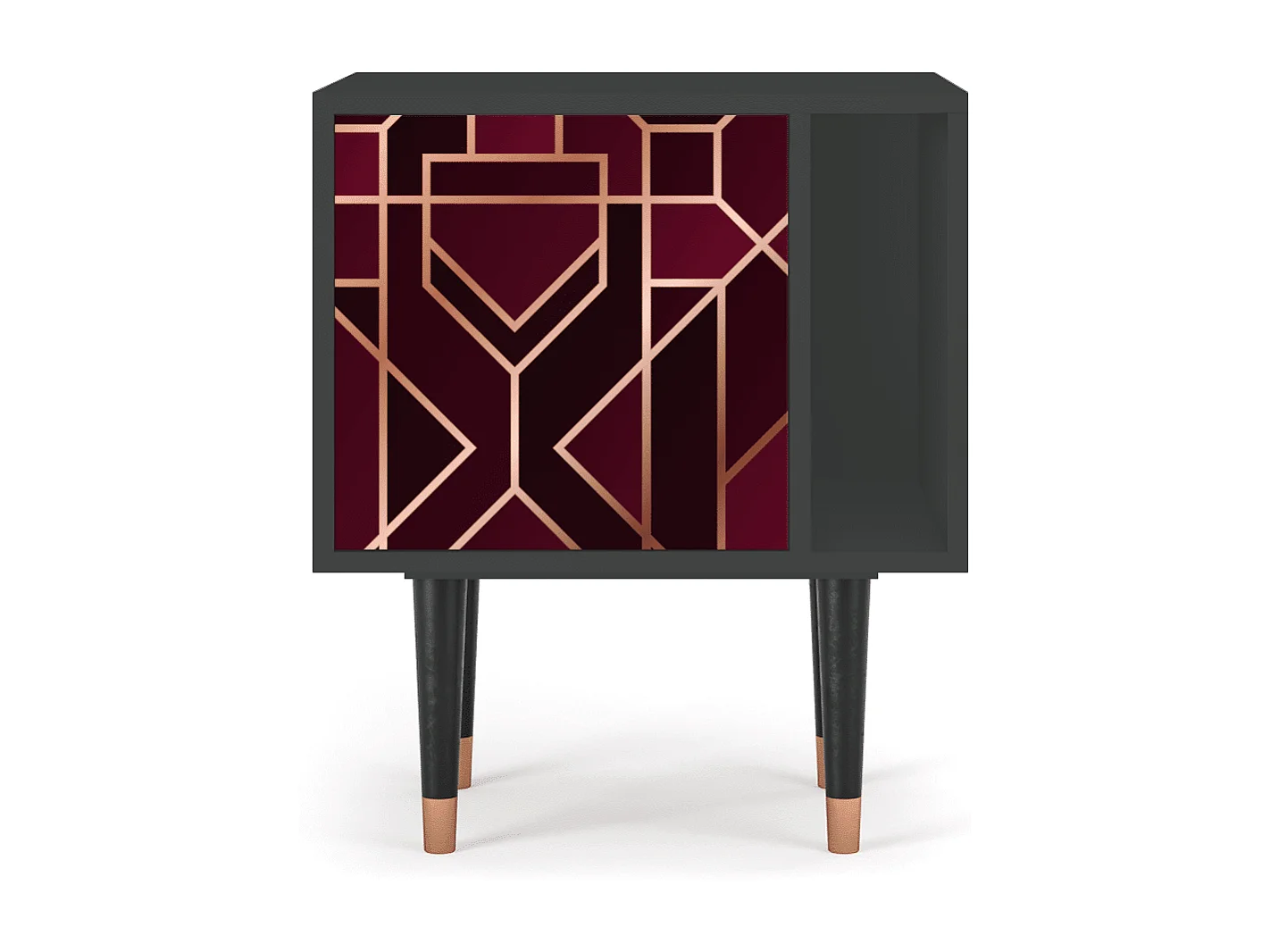 Nachtkastje - 57х69х48 cm - S2 - Burgundy Jewelery, Antraciet