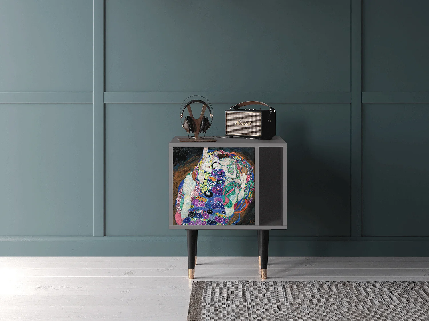 Criado-mudo - 57х69х48 cm - S2 - The Maiden by Klimt, Cinza