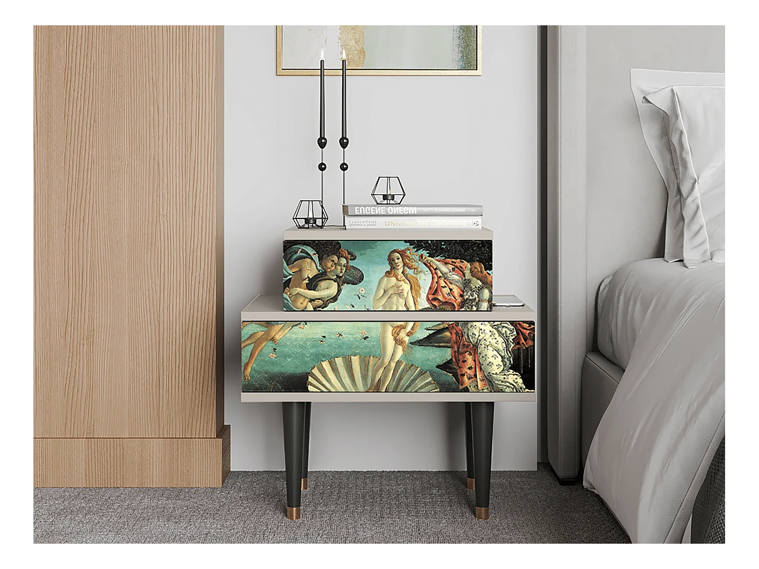 Table de nuit - 58х58х41 cm - NS1 - The Birth of Venus, Sable