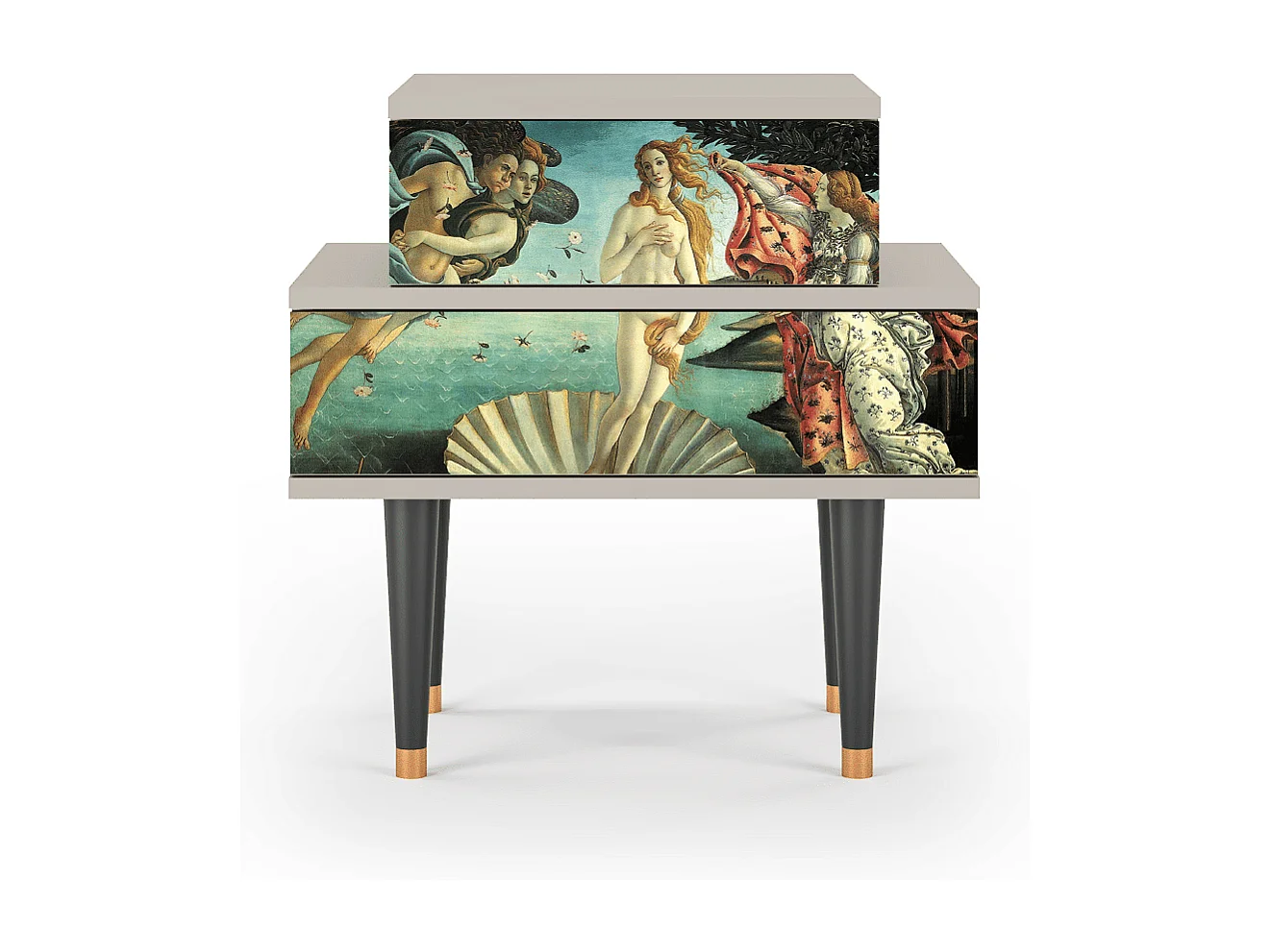 Stolik nocny - 58х58х41 cm - NS1 - The Birth of Venus, Piaskowy