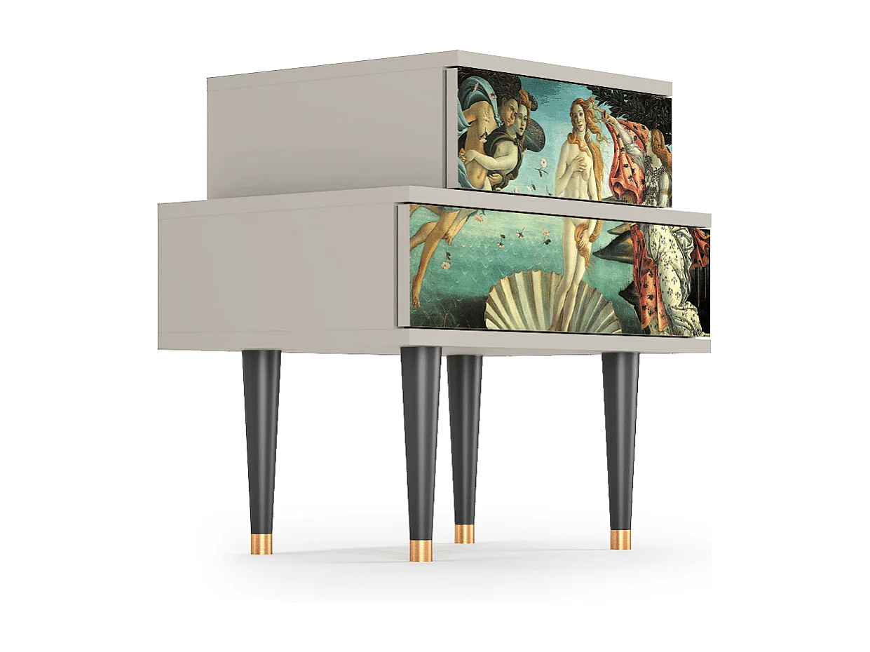 Stolik nocny - 58х58х41 cm - NS1 - The Birth of Venus, Piaskowy