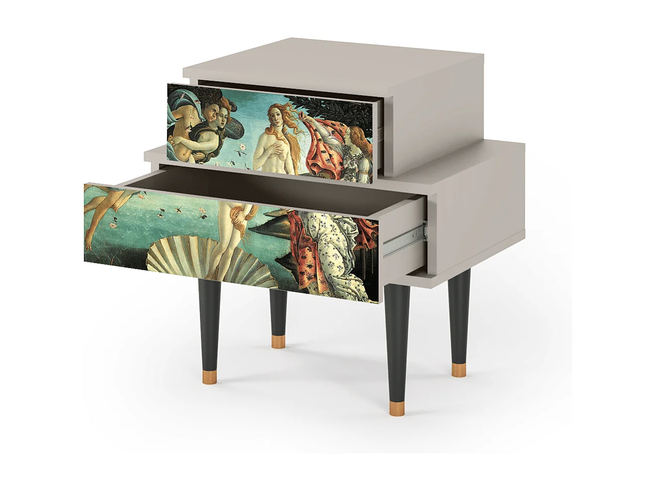 Stolik nocny - 58х58х41 cm - NS1 - The Birth of Venus, Piaskowy