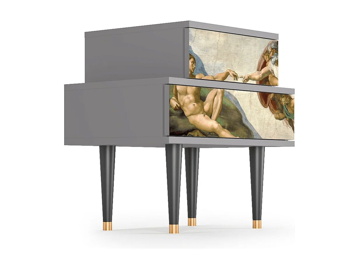 Stolik nocny - 58х58х41 cm - NS1 - The Creation of Adam, Szary